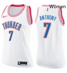 Womens Nike Oklahoma City Thunder 7 Carmelo Anthony Swingman WhitePink Fashion NBA Jersey Womens Nike Oklahoma City Thunder 7 Carmelo Anthony Swingman WhitePink Fashion NBA Jersey