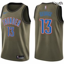Youth Nike Oklahoma City Thunder 13 Paul George Swingman Green Salute to Service NBA Jersey 