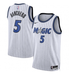 Men Orlando Magic 5 Paolo Banchero White 2025 Association Edition Stitched Basketball Jersey Men Orlando Magic 5 Paolo Banchero White 2025 Association Edition Stitched Basketball Jersey