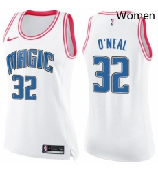 Womens Nike Orlando Magic 32 Shaquille ONeal Swingman WhitePink Fashion NBA Jersey Womens Nike Orlando Magic 32 Shaquille ONeal Swingman WhitePink Fashion NBA Jersey