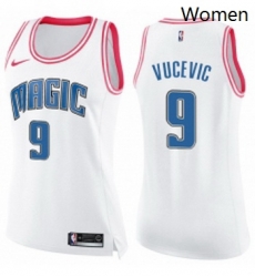 Womens Nike Orlando Magic 9 Nikola Vucevic Swingman WhitePink Fashion NBA Jersey Womens Nike Orlando Magic 9 Nikola Vucevic Swingman WhitePink Fashion NBA Jersey