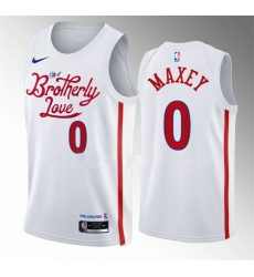 Men Philadelphia 76ers 0 Tyrese Maxey White 2022 23 City Edition Stitched Basketball Jersey Men Philadelphia 76ers 0 Tyrese Maxey White 2022 23 City Edition Stitched Basketball Jersey