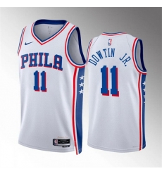 Men Philadelphia 76ers 11 Jeff Dowtin Jr White Association Edition Stitched Jersey Men Philadelphia 76ers 11 Jeff Dowtin Jr White Association Edition Stitched Jersey