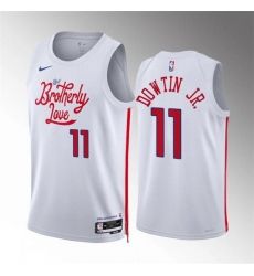Men Philadelphia 76ers 11 Jeff Dowtin Jr White City Edition Stitched Jersey Men Philadelphia 76ers 11 Jeff Dowtin Jr White City Edition Stitched Jersey