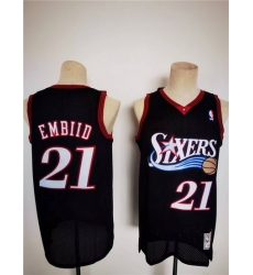 Men Philadelphia 76ers 21 Joel Embiid Mitchell Ness Black Classics Stitched Basketball Jersey Men Philadelphia 76ers 21 Joel Embiid Mitchell Ness Black Classics Stitched Basketball Jersey