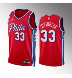 Men Philadelphia 76ers 33 Robert Covington Red Statement Edition Stitched Jersey Men Philadelphia 76ers 33 Robert Covington Red Statement Edition Stitched Jersey