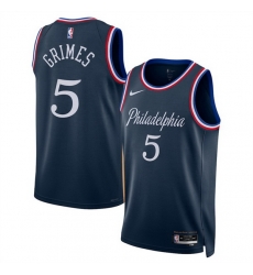 Men Philadelphia 76ers 5 Quentin Grimes Navy 2025 26 City Edition Stitched Jersey
