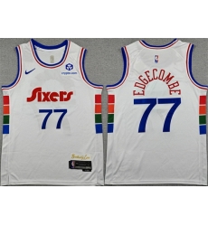 Men Philadelphia 76ers 77 V  J  Edgecombe White City Edition Stitched Stitched Jersey
