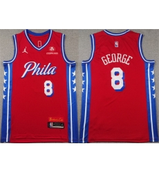 Men Philadelphia 76ers 8 Paul George Red Statement Edition Stitched Jersey Men Philadelphia 76ers 8 Paul George Red Statement Edition Stitched Jersey