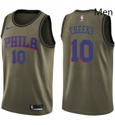 Mens Nike Philadelphia 76ers 10 Maurice Cheeks Swingman Green Salute to Service NBA Jersey Mens Nike Philadelphia 76ers 10 Maurice Cheeks Swingman Green Salute to Service NBA Jersey