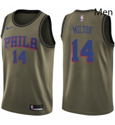 Mens Nike Philadelphia 76ers 14 Shake Milton Swingman Green Salute to Service NBA Jersey Mens Nike Philadelphia 76ers 14 Shake Milton Swingman Green Salute to Service NBA Jersey