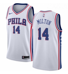 Mens Nike Philadelphia 76ers 14 Shake Milton Swingman White NBA Jersey Association Edition Mens Nike Philadelphia 76ers 14 Shake Milton Swingman White NBA Jersey Association Edition