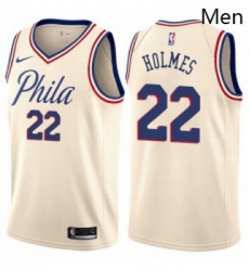 Mens Nike Philadelphia 76ers 22 Richaun Holmes Swingman Cream NBA Jersey City Edition Mens Nike Philadelphia 76ers 22 Richaun Holmes Swingman Cream NBA Jersey City Edition