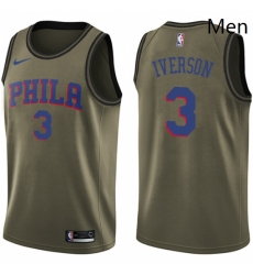 Mens Nike Philadelphia 76ers 3 Allen Iverson Swingman Green Salute to Service NBA Jersey Mens Nike Philadelphia 76ers 3 Allen Iverson Swingman Green Salute to Service NBA Jersey