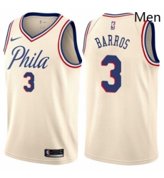Mens Nike Philadelphia 76ers 3 Dana Barros Swingman Cream NBA Jersey City Edition Mens Nike Philadelphia 76ers 3 Dana Barros Swingman Cream NBA Jersey City Edition