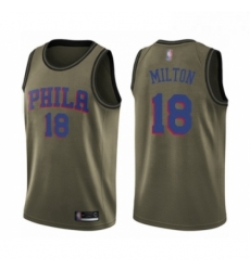 Mens Philadelphia 76ers 18 Shake Milton Swingman Green Salute to Service Basketball Jersey Mens Philadelphia 76ers 18 Shake Milton Swingman Green Salute to Service Basketball Jersey