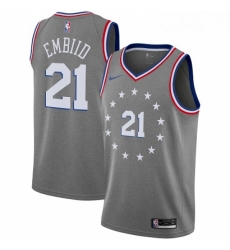 Womens Nike Philadelphia 76ers 21 Joel Embiid Swingman Gray NBA Jersey City Edition Womens Nike Philadelphia 76ers 21 Joel Embiid Swingman Gray NBA Jersey City Edition