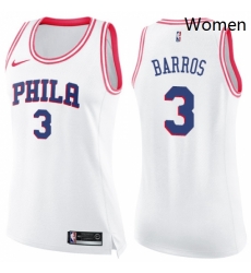 Womens Nike Philadelphia 76ers 3 Dana Barros Swingman WhitePink Fashion NBA Jersey Womens Nike Philadelphia 76ers 3 Dana Barros Swingman WhitePink Fashion NBA Jersey