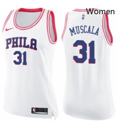 Womens Nike Philadelphia 76ers 31 Mike Muscala Swingman White Pink Fashion NBA Jersey Womens Nike Philadelphia 76ers 31 Mike Muscala Swingman White Pink Fashion NBA Jersey