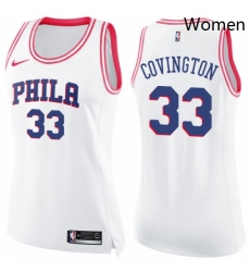 Womens Nike Philadelphia 76ers 33 Robert Covington Swingman WhitePink Fashion NBA Jersey Womens Nike Philadelphia 76ers 33 Robert Covington Swingman WhitePink Fashion NBA Jersey