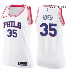 Womens Nike Philadelphia 76ers 35 Trevor Booker Swingman WhitePink Fashion NBA Jersey Womens Nike Philadelphia 76ers 35 Trevor Booker Swingman WhitePink Fashion NBA Jersey