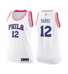 Womens Philadelphia 76ers 12 Tobias Harris Swingman White Pink Fashion Basketball Jersey Womens Philadelphia 76ers 12 Tobias Harris Swingman White Pink Fashion Basketball Jersey