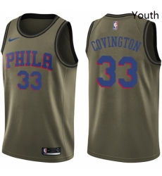 Youth Nike Philadelphia 76ers 33 Robert Covington Swingman Green Salute to Service NBA Jersey Youth Nike Philadelphia 76ers 33 Robert Covington Swingman Green Salute to Service NBA Jersey