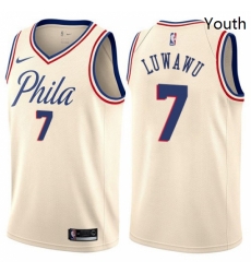 Youth Nike Philadelphia 76ers 7 Timothe Luwawu Swingman Cream NBA Jersey City Edition Youth Nike Philadelphia 76ers 7 Timothe Luwawu Swingman Cream NBA Jersey City Edition