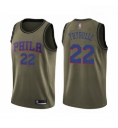Youth Philadelphia 76ers 22 Mattise Thybulle Swingman Green Salute to Service Basketball Jersey Youth Philadelphia 76ers 22 Mattise Thybulle Swingman Green Salute to Service Basketball Jersey