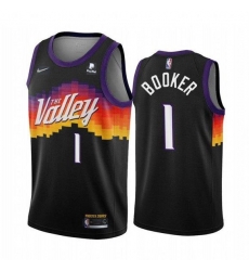 Men Phoenix Suns 1 Devin Booker Black 2021 City Edition 75th Anniversary Stitched Jersey Men Phoenix Suns 1 Devin Booker Black 2021 City Edition 75th Anniversary Stitched Jersey