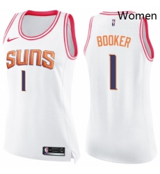 Womens Nike Phoenix Suns 1 Devin Booker Swingman WhitePink Fashion NBA Jersey Womens Nike Phoenix Suns 1 Devin Booker Swingman WhitePink Fashion NBA Jersey