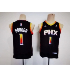 Youth Phoenix Suns 1 Devin Booker Black 2022 23 Statement Edition Stitched Basketball Jersey Youth Phoenix Suns 1 Devin Booker Black 2022 23 Statement Edition Stitched Basketball Jersey