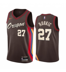 Men Nike Portland Blazers 27 Jusuf Nurkic Chocolate NBA Swingman 2020 21 City Edition Jersey Men Nike Portland Blazers 27 Jusuf Nurkic Chocolate NBA Swingman 2020 21 City Edition Jersey