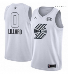 Mens Nike Jordan Portland Trail Blazers 0 Damian Lillard Swingman White 2018 All Star Game NBA Jersey