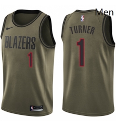 Mens Nike Portland Trail Blazers 1 Evan Turner Swingman Green Salute to Service NBA Jersey Mens Nike Portland Trail Blazers 1 Evan Turner Swingman Green Salute to Service NBA Jersey