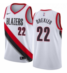 Mens Nike Portland Trail Blazers 22 Clyde Drexler Authentic White Home NBA Jersey Association Edition Mens Nike Portland Trail Blazers 22 Clyde Drexler Authentic White Home NBA Jersey Association Edition