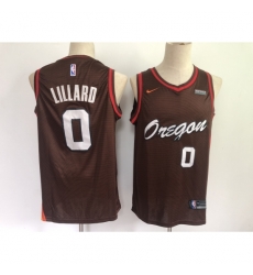 Men's Portland Trail Blazers #0 Damian Lillard Brown City Player Jersey Men's Portland Trail Blazers #0 Damian Lillard Brown City Player Jersey