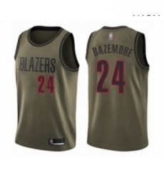 Mens Portland Trail Blazers 24 Kent Bazemore Swingman Green Salute to Service Basketball Jersey Mens Portland Trail Blazers 24 Kent Bazemore Swingman Green Salute to Service Basketball Jersey