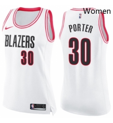 Womens Nike Portland Trail Blazers 30 Terry Porter Swingman WhitePink Fashion NBA Jersey Womens Nike Portland Trail Blazers 30 Terry Porter Swingman WhitePink Fashion NBA Jersey