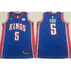 Men Sacramento Kings 5 De 27Aaron Fox Blue Stitched Jersey