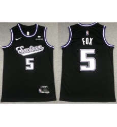Men Sacramento Kings #5 De'Aaron Fox 2021 2022 Black City Edition 75th Anniversary Stitched Jersey Men Sacramento Kings #5 De'Aaron Fox 2021 2022 Black City Edition 75th Anniversary Stitched Jersey