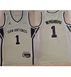 Men San Antonio Spurs 1 Victor Wembanyama Silver 2025 26 Statement Edition Stitched Basketball Jersey