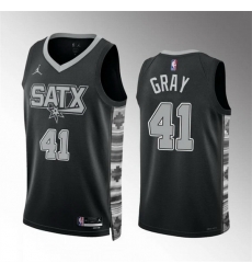 Men San Antonio Spurs 41 Raiquan Gray Black Statement Edition Stitched Basketball Jersey Men San Antonio Spurs 41 Raiquan Gray Black Statement Edition Stitched Basketball Jersey