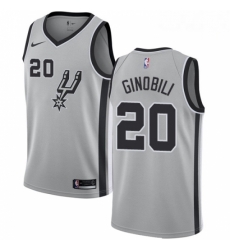 Mens Nike San Antonio Spurs 20 Manu Ginobili Authentic Silver Alternate NBA Jersey Statement Edition Mens Nike San Antonio Spurs 20 Manu Ginobili Authentic Silver Alternate NBA Jersey Statement Edition