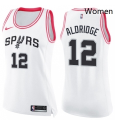 Womens Nike San Antonio Spurs 12 LaMarcus Aldridge Swingman WhitePink Fashion NBA Jersey Womens Nike San Antonio Spurs 12 LaMarcus Aldridge Swingman WhitePink Fashion NBA Jersey