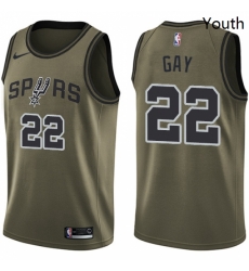 Youth Nike San Antonio Spurs 22 Rudy Gay Swingman Green Salute to Service NBA Jersey Youth Nike San Antonio Spurs 22 Rudy Gay Swingman Green Salute to Service NBA Jersey