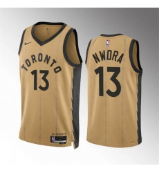 Men Toronto Raptors 13 Jordan Nwora Gold 2023 24 City Edition Stitched Basketball Jersey Men Toronto Raptors 13 Jordan Nwora Gold 2023 24 City Edition Stitched Basketball Jersey