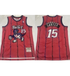 Men Toronto Raptors 15 Vince Carter Red Throwback Stitched Baseball Jersey Men Toronto Raptors 15 Vince Carter Red Throwback Stitched Baseball Jersey