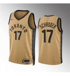 Men Toronto Raptors 17 Dennis Schroder Gold 2023 24 City Edition Stitched Basketball Jersey Men Toronto Raptors 17 Dennis Schroder Gold 2023 24 City Edition Stitched Basketball Jersey