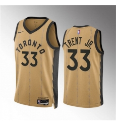 Men Toronto Raptors 33 Gary Trent Jr Gold 2023 24 City Edition Stitched Basketball Jersey Men Toronto Raptors 33 Gary Trent Jr Gold 2023 24 City Edition Stitched Basketball Jersey